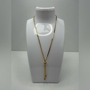 18K Genuine Yellow Gold Adjustable Boxchain Necklace